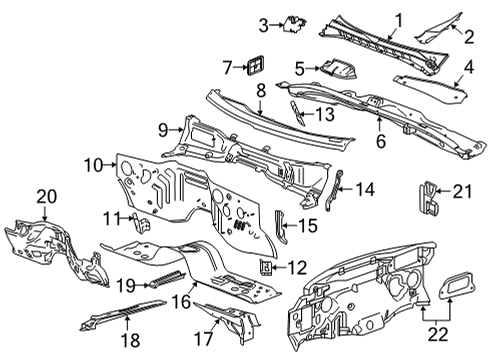 2022 Chevrolet Silverado 2500 HD Cab Cowl PANEL ASM-AIR INL GRL Diagram for 84958318