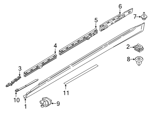 2020 BMW 740i Exterior Trim - Pillars, Rocker & Floor Light Module, Light Carpet, Left Diagram for 63147370179