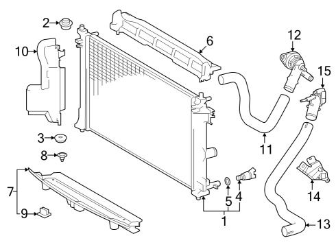 Radiator & Components Lower Baffle Diagram for 16592F2080