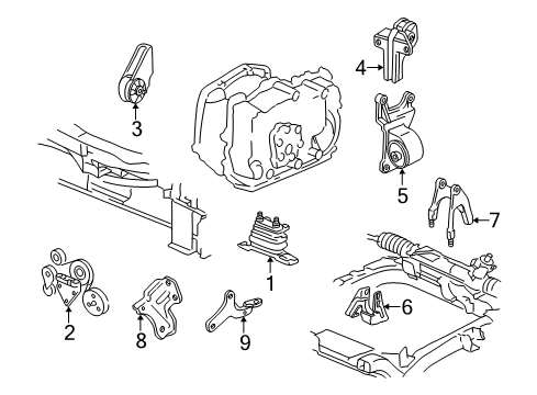 2002 Pontiac Grand Am Engine & Trans Mounting Transmission Mount Diagram for 22624648