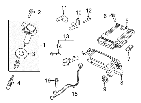 2016 Ford F-150 Ignition System Ignition Coil Screw Diagram for W714507S437