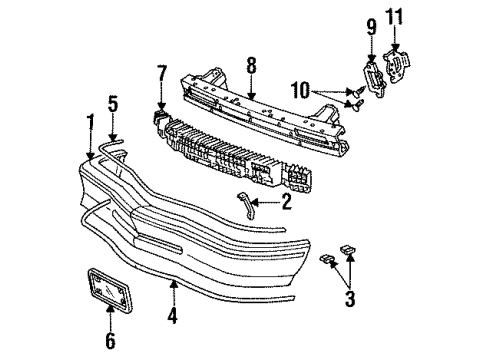 1993 Buick Skylark Front Bumper Molding Asm-Front Bumper Fascia *Vermillion R Diagram for 22552504