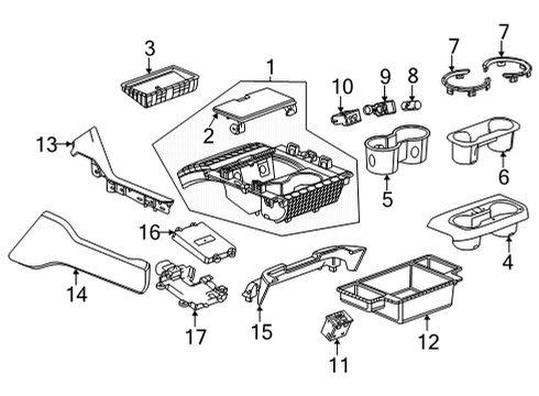 2022 GMC Yukon XL Center Console Side Trim Diagram for 84546357
