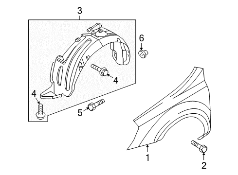 2008 Hyundai Entourage Fender & Components Panel-Fender, LH Diagram for 663114J010