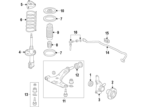 2016 Hyundai Santa Fe Sport Front Suspension Components, Lower Control Arm, Stabilizer Bar Spring-Front Diagram for 546304Z100
