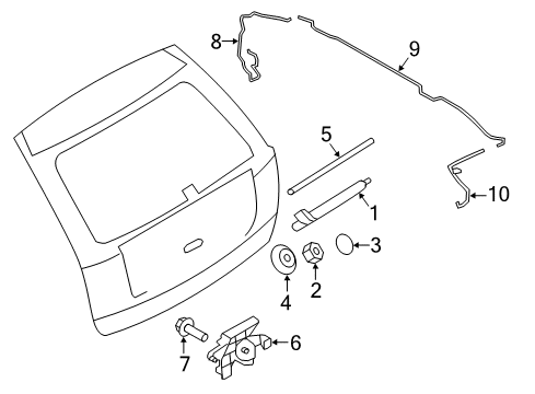 2012 Ford Edge Wiper & Washer Components Washer Hose Diagram for 7T4Z17408C
