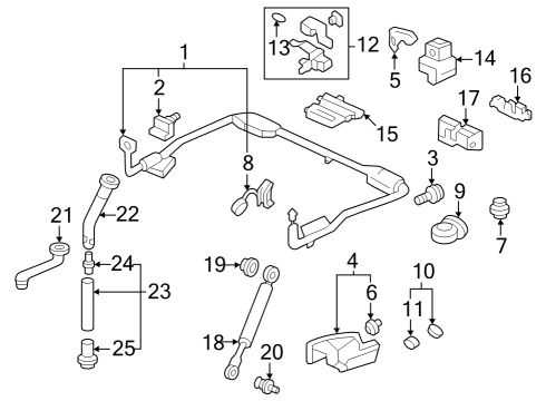 1997 Honda Civic del Sol Roof Holder Bracket, R. Roof Stopper Diagram for 74726SR2951