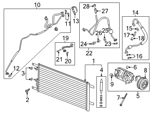 2019 Ford F-350 Super Duty A/C Condenser, Compressor & Lines AC Tube Diagram for HC3Z19E631A
