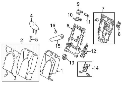 2020 Toyota Highlander Second Row Seats Seat Back Heater Diagram for 875300E200