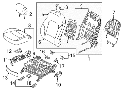 2017 Hyundai Santa Fe Passenger Seat Components Cushion Assembly-Front Seat, Passenger Diagram for 88108B8545ZZN