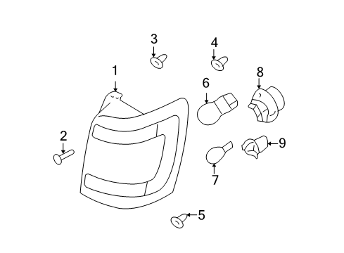2010 Ford Escape Bulbs Tail Lamp Assembly Diagram for 8L8Z13404A