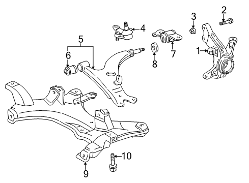 1998 Toyota RAV4 Front Suspension Components, Lower Control Arm, Stabilizer Bar Engine Cradle Diagram for 5120142040