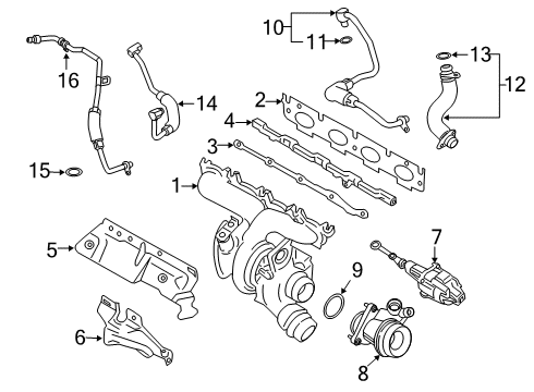 2020 BMW X3 Turbocharger TURBOCHARGER WITH EXHAUST MA Diagram for 11658631904