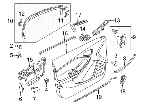 2017 Ford Focus Rear Door Door Trim Panel Cap Diagram for CV6Z58237W24AA