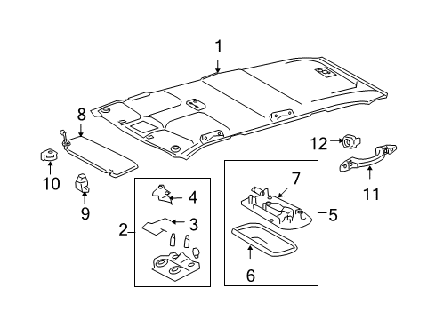 2007 Toyota Highlander Interior Trim - Roof Sunvisor Holder Diagram for 7434812040B8