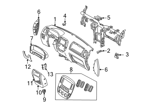 2005 Ford Escape Instrument Panel Corner Trim Diagram for 7L8Z7804480AB