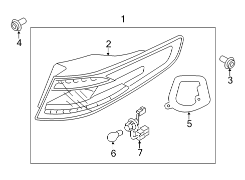 2013 Kia Optima Bulbs Lens & Housing-Rear Combination Outside Diagram for 924114U100