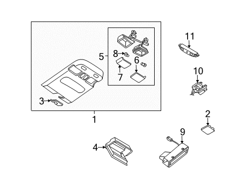 2001 Infiniti QX4 Sunroof Lamp Assembly-Spot, Roof Console Diagram for 264302W700