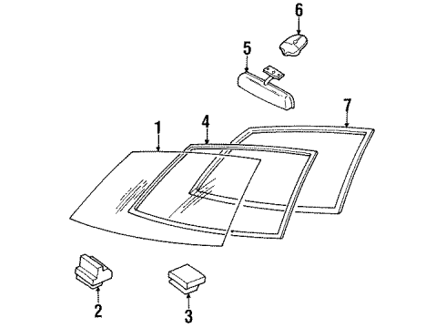 1995 Kia Sportage Windshield Glass, Reveal Moldings Cover-Mirror Diagram for 0K01968035A73