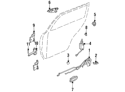 1997 Kia Sephia Rear Door Rear Power Window Sub Switch Assembly Left Diagram for 0K24166380C