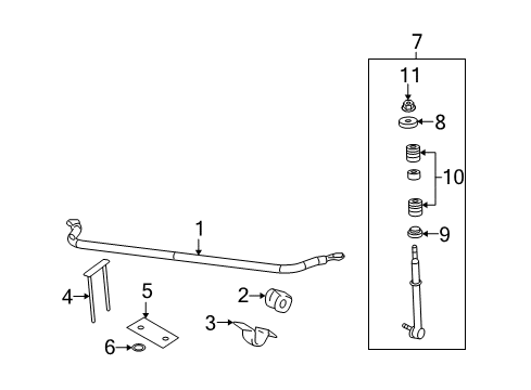 2009 Chrysler Aspen Stabilizer Bar & Components - Front Cover-STABILIZER Bar GROMMET Diagram for 52855340AA