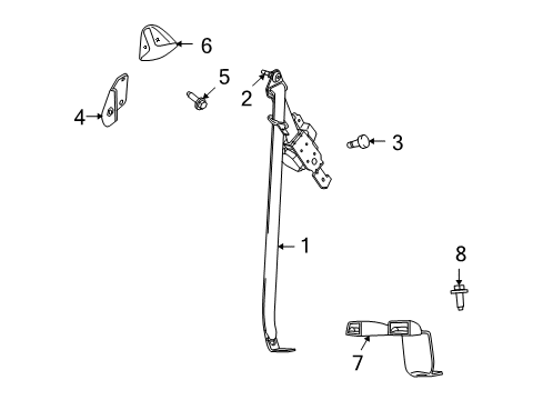 2014 Dodge Journey Seat Belt Front Diagram for 1SV02DW1AH