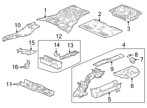 Rear Floor & Rails Bulkhead, End Cap Diagram for 65745TYAA00ZZ