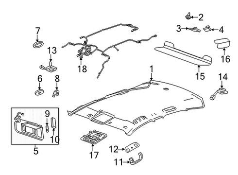 2021 Cadillac CT5 Interior Trim - Roof Reading Lamp Assembly Diagram for 84698637