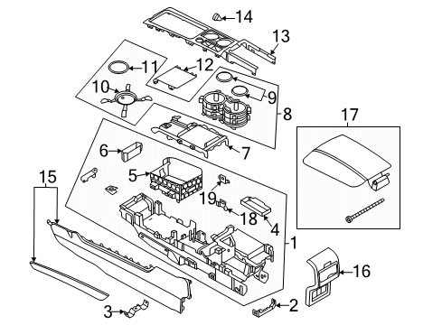 2022 Lincoln Corsair Center Console HOLDER - CUP Diagram for LJ7Z7813562BA