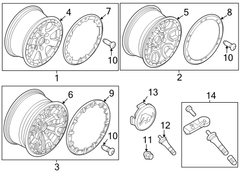2022 Ford Bronco Wheels RING - WHEEL TRIM Diagram for M2DZ1021S