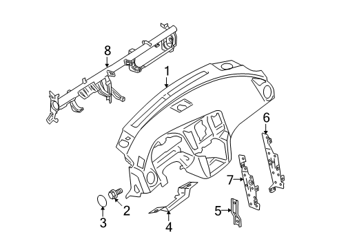 2009 Nissan Maxima Cluster & Switches, Instrument Panel Bolt Diagram for 678699N00A