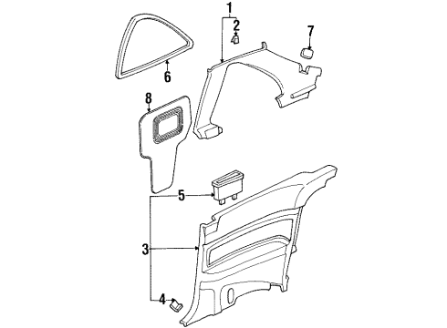 1999 Acura CL Interior Trim - Quarter Panels Cap, Left Rear Windshield Harness (Clear Gray) Diagram for 84183SV4A00ZE