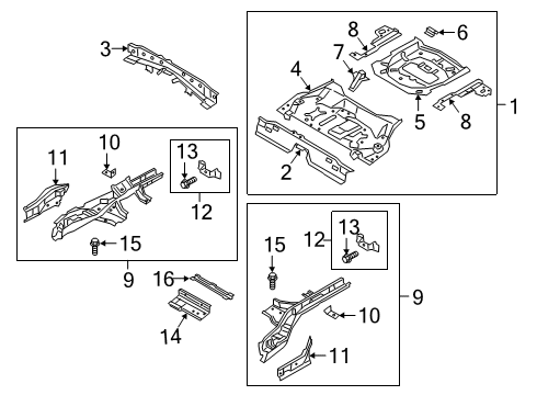 2022 Lincoln Corsair Rear Floor & Rails EXTENSION - REAR FLOOR PAN - S Diagram for LX6Z7847122A