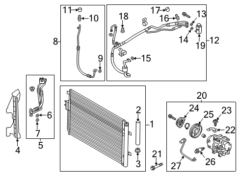 2019 Hyundai Santa Fe XL Air Conditioner Air Guard, Right Diagram for 29134B8800