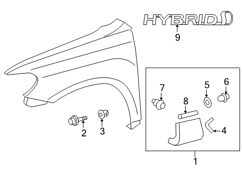 2011 Toyota Highlander Exterior Trim - Fender Mud Guard Diagram for PT90848111