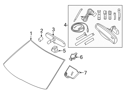 2003 Chevrolet Express 2500 Wiper & Washer Components Mirror Inside Diagram for 4L3Z17700B