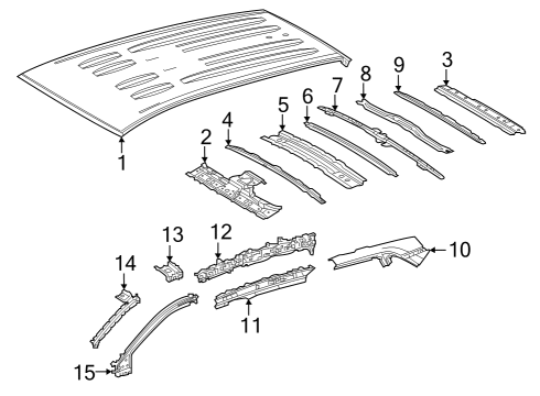Roof & Components Roof Bow Diagram for 631030A010