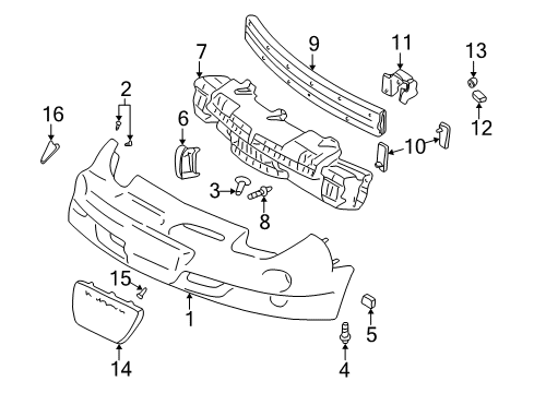 2000 Pontiac Sunfire Front Bumper License Bracket Diagram for 12365279