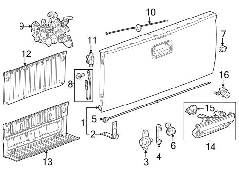 Tail Gate Shaft Diagram for 22772313