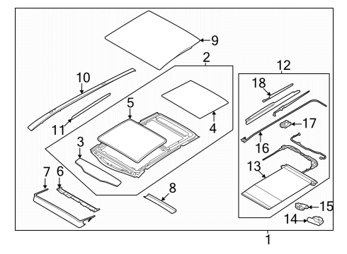 Sunroof Clip-Side Molding Diagram for 81649D9000