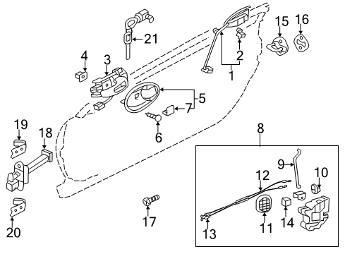 2008 Mitsubishi Eclipse Front Door Front Door Lower Hinge Diagram for MR271688