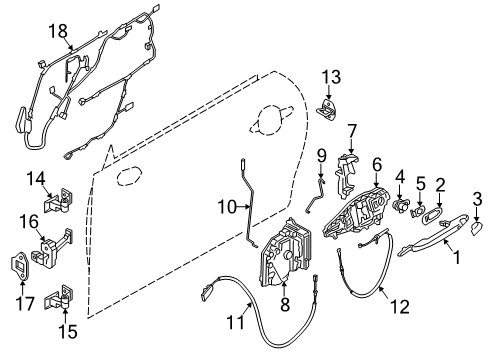2021 Mini Cooper Countryman Rear Door Carrier, Outside Door Handle, Left Diagram for 51217296457