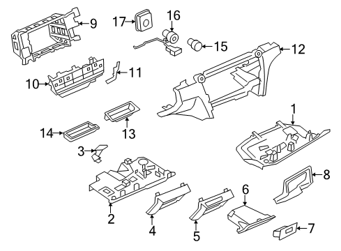 2013 BMW 750i Instrument Panel Components Covering Left Diagram for 51169202913