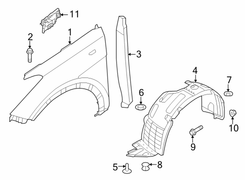 2017 Hyundai Santa Fe Sport Fender & Components Front Wheel Guard Assembly, Right Diagram for 868124Z500