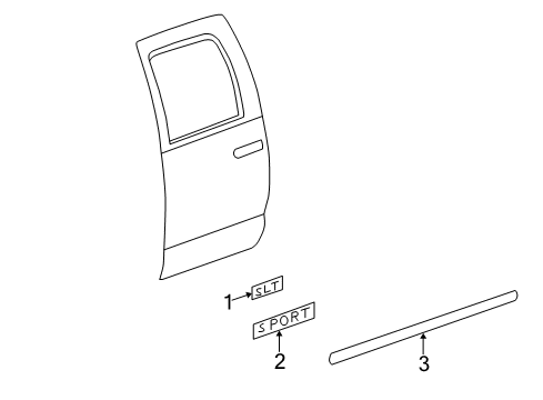 1987 Chevrolet Blazer Exterior Trim - Rear Door Molding-Rear Door Diagram for 5HC44AGWAB
