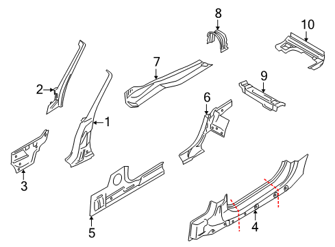 2016 BMW Z4 Pillar & Side Panels Left Interior Column A Diagram for 41117224915