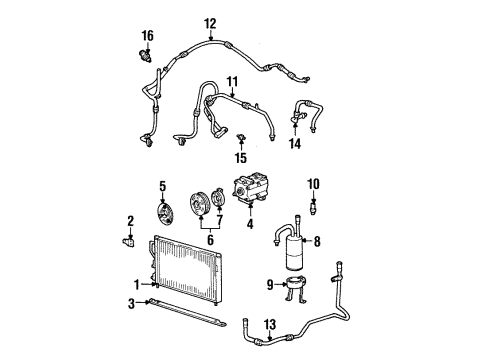 2000 Ford Contour A/C Condenser, Compressor & Lines Refrigerant Hose Diagram for F7RZ19A705LB