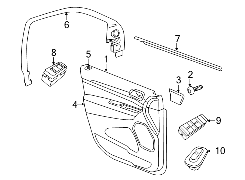 2020 Dodge Durango Interior Trim - Front Door Front Door Trim Armrest Diagram for 6GF64HL1AA