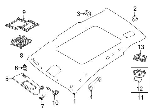 Interior Trim - Roof Lamp Assembly Map Diagram for 264305AA8B