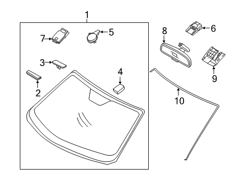 2020 Hyundai Veloster Windshield Glass, Reveal Moldings Cover-Rain Sensor Diagram for 96030J9000